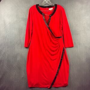 VTG Calvin Klein Plus Sz 14 Dress Layered Cocktail Chain Midi 3/4 Sleeve Fairy